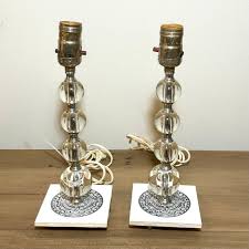 Pair Vintage Lucite MCM Boudoir Lamps With White and Black Graphic Base Mid Century Bakelite - Etsy