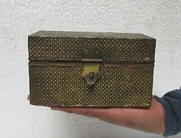 Old Hand Crafted Brass Covered Wooden Jewellery Box / Gift ...