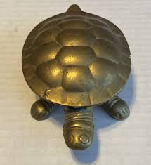 Vintage Brass Turtle Tortoise Figure Trinket Box with Hinged ...