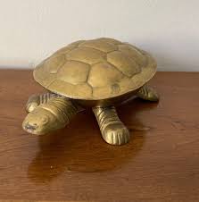 Brass Sculpture, Turtle Ashtray, Trinket Box, Hinged Lid ...