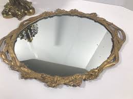 Vintage Art Nouveau Style Vanity Mirror, Vintage Vanity Metal Tray, Vintage Gold Toned Romantic Mirrored Tray, Elegant Vanity Mirror Tray - Etsy Canada