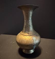 Carved Brass Vase With Patina - Made in China - Etsy