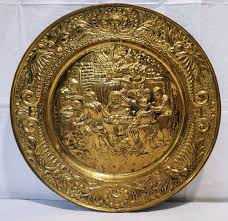 BEAUTIFUL "OLD TAVERN SCENE" BRASS WALL HANGING PLATE! (14.5 ...