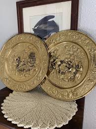 Vintage Elpec England Brass Wall Plates: Tavern Pub Scene ...
