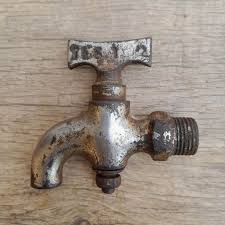 Vintage cast iron chromed faucet garden factory farm shop ...
