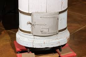 19th Century Continental White Glazed Ceramic Coal Burner with Marble Top For Sale at 1stDibs