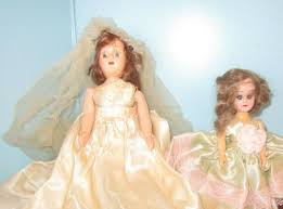 Vintage LOT OF 2 PLASTIC OPEN SHUT EYES Doll 7" BRIDE/FLOWER ...