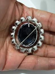 Kenneth Lane Silver Tone Cobalt Blue Faceted Glass ...