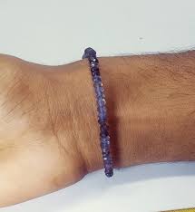 Iolite Beaded Bracelet: 925 Sterling Silver, Natural ...