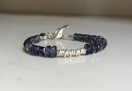 On Hold Iolite and Thai Hill Tribe Silver Bracelet, Handmade ...