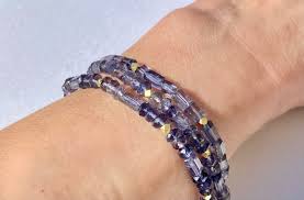 Iolite gemstone triple wrap beaded bracelet – Sacred Birch