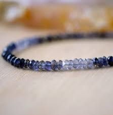 Blue Iolite Beaded Bracelet, Handmade Gemstone Jewelry ...