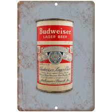 Budweiser Lager Beer Vintage Can Art 9" x 12" Reproduction Metal Sign – Rusty Walls Sign Shop