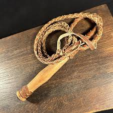 Vintage Bullwhip Braided Leather Swivel Wood Handle Cowboy Rodeo 80”inch | eBay