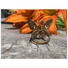 14K Yellow Gold and Diamond Butterfly Ring. For Sale at Ruby Lane