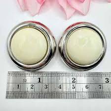 Vintage Huge Cream Swirl Lucite Cabochon Clip On Earrings ...