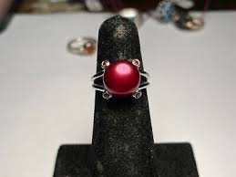 Sterling Silver 925 Ring Round Red Stone Red Accents Size 5. | eBay