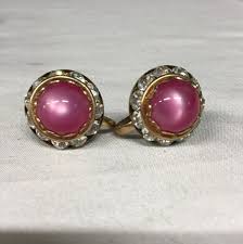 Vintage Magenta Stone Earrings - Screw Backs- Bling Screw on Earrings - Rhinestone Retro Earrings - Pink Sparkle Srew Earrings - Etsy