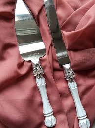 Collection White & Silver Wedding Flutes & Cake Server Set ...