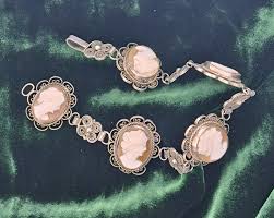 Vintage Cameo Bracelet: Silver Filigree, Shell Carved Women - Etsy