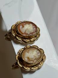 Cameo Gold Filled Screw Back Earrings - Etsy