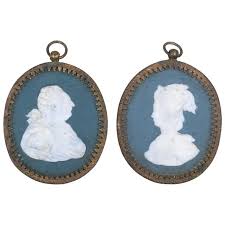 Antique 18th Century Jasper Silhouette Portrait Medallion Plaques King George III & Queen Charlotte Manner of Sevres - a Pair | Chairish