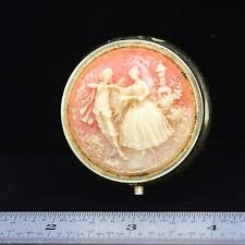 Vintage cameo couple antique look motif brass Trinket Pill Box w/ 3 compartments | eBay