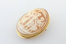 Vintage 18K Yellow Gold Three Graces Muses Ladies Dancing Shell Cameo Brooch Pin | eBay