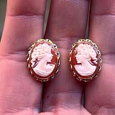 EARRINGS SHELL CAMEO ITALY BEAUTIFUL ANTIQUE ...