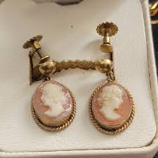 Gold Cameo Earrings Victorian Era Stunning Estate Find Clip ...
