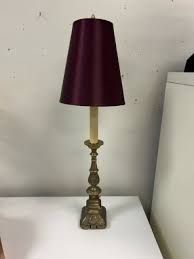 Brass Lamp with Purple Shade – Turn The Tables - Northbrook, IL