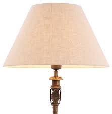 Casa Padrino luxury table lamp vintage brass / beige Ø 44.5 x H. 84 cm - Desk lamp with round lampshade - Luxury table lamps - Luxury desk lamps - Luxury lights - Luxury desk lights | Casa Padrino