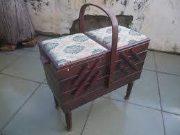 OLD-TIME] Early European large wooden sanction sewing box ...