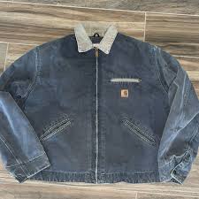 CARHARTT Vintage Detroit Jacket J97 PTL Gray Plaid Lining Pockets USA Size XL