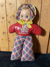 Vintage Doll Cloth Multicolored Fabric Body Plastic Face ...