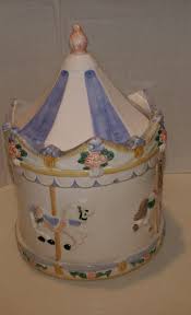 Ceramic Musical Carousel Cookie Jar W/Lid MUSIC BOX IN LID(DOES NOT WIND) 11.5"H | eBay Australia