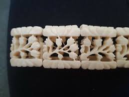 Vintage Carved Bracelet Bovine Bone Stretch Bracelet, flower Design, art jewelry | eBay