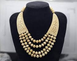 Vintage Long Carved Bone Necklace, Beige Cream Bead Necklace, Boho Bone Necklace - Etsy India