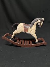 Wooden Platform Rocking Horse Figurine Real Horse Hair Tail ...