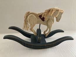 Vintage Jointed Wood Rocking Horse Toy Handmade Folk Art ...