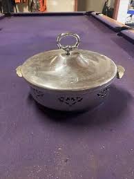 Vintage Silver Color Casserole Dish With Glass Insert Made In Italy | eBay