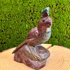 Escultura de loro de jaspe oceánico: figura de pájaro de cristal tallada a mano - Etsy España