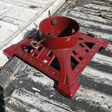 ANTIQUE Vintage Red Ornate Cast Iron Christmas Tree Stand Heavy 14"X 14'' Base | eBay