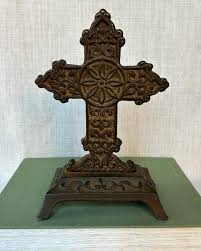 Vintage Iron Tabletop Cross Made in Mexico / Southwestern ...