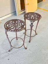 Sold at Auction: 2x vintage style cast iron conservatory Fern stands . 52cm H, 31cm Dia.
