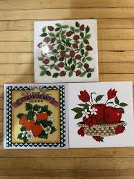 Vintage lot of 3 Art Ceremic Tile Trivet Hand Painted ...