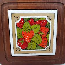 Vintage Strawberry Wood Tile Trivet Wall Hanging | eBay