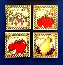 COBBLE CREEK TILE MAGNET * 4 PIECE SET * RASPBERRY * APPLE ...