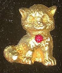 VTG Camco Kitten Goldtone Red Rhinestone 1/2" TieTack Lapel ...
