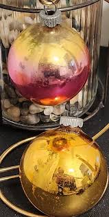 2 Vintage Shiny BRITE Ornaments 1 PINK and GOLD Ombre 2", 1 ...